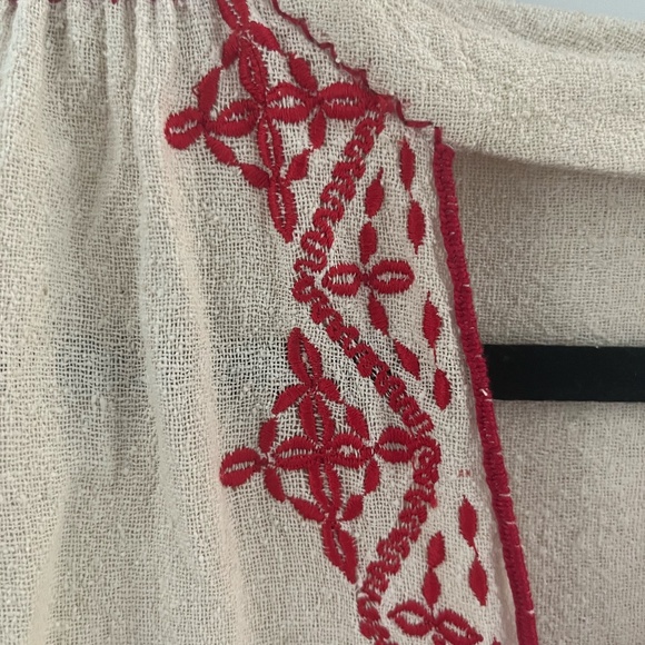 Ulla Johnson Raw Silk Shift Dress - embroidered creme boho v-neck Sz M Handmade - Picture 4 of 11